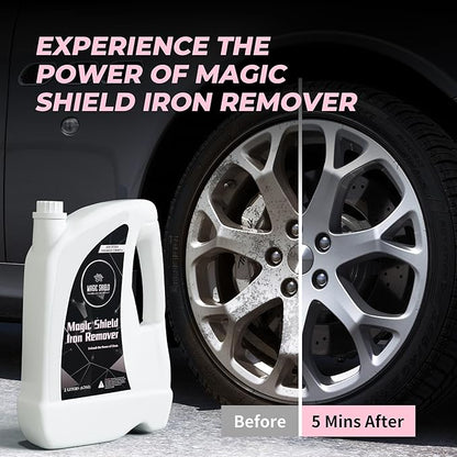 Magic Shield Iron Remover Spray for Cars 16oz - pH-Neutral Iron and Fallout Remover for Car, Motorcycle, RV & Boat | 5-Minute Reaction, Effective on Wheels & Paint | All-In-One Solution