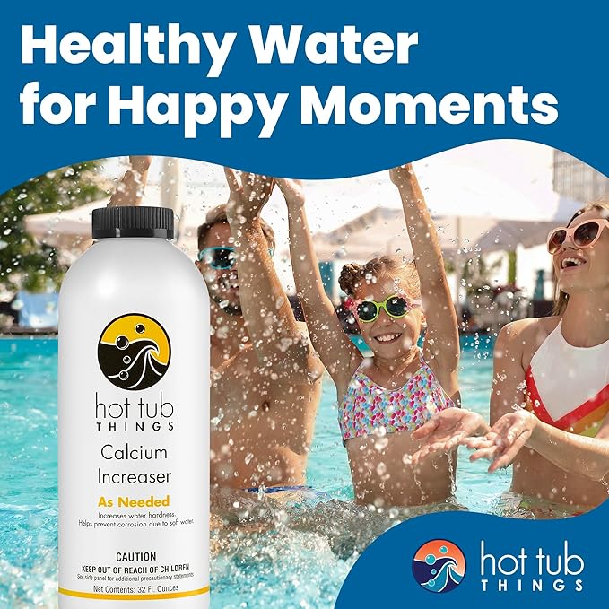 Hot Tub Things Calcium Increaser, Liquid Spa Water Hardness Booster for Hot Tub & Spa, Supports Equipment Longevity, Enhances Water Balance, Reduces Foam, Salt System Compatible, 32 oz