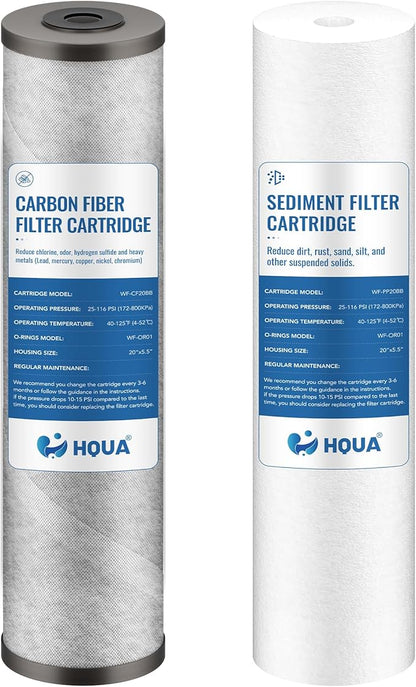 HQUA Replacement Filter Cartridges Set, PP, ACF（Activated Carbon Fiber）, Fit for WF3-03 Whole House Water Filter (PP, ACF)