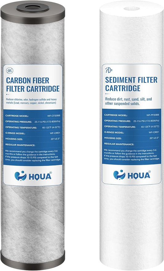 HQUA Replacement Filter Cartridges Set, PP, ACF（Activated Carbon Fiber）, Fit for WF3-03 Whole House Water Filter (PP, ACF)