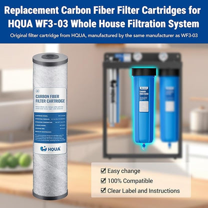 HQUA Whole House Activated Carbon Fiber Replacement Filter Cartridge, WF-CF20BB, Fit for WF3-03 Whole House System