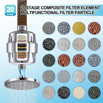 【UPGRADED】6 Pack 20 Stage Shower Filter Replacement Shower Cartridge Filter with Vitamin C Shower Head Replacement for Hard Water by Cenipar