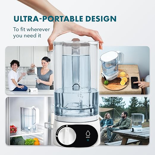 Piurify Compact 50 OZ Countertop Electric Water Filter Pitcher | Removes 99% of Lead, Microplastics, PFAS & Chlorine | Advanced Carbon Block & UltraFiltration Technology | 6 Months Filter Life