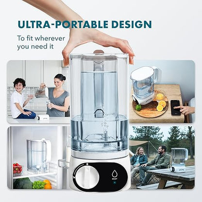 Piurify Compact 50 OZ Countertop Electric Water Filter Pitcher | Removes 99% of Lead, Microplastics, PFAS & Chlorine | Advanced Carbon Block & UltraFiltration Technology | 6 Months Filter Life