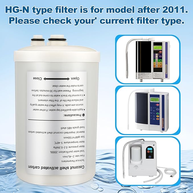 Qualirey 1 Pack Premium Filter Replacement Compatible with HG-N Type Water Ionizer, Compatible with Enagic Kangen LeveLuk SD501, JrIV, KANGEN 8(Not Original Type Before 2010)