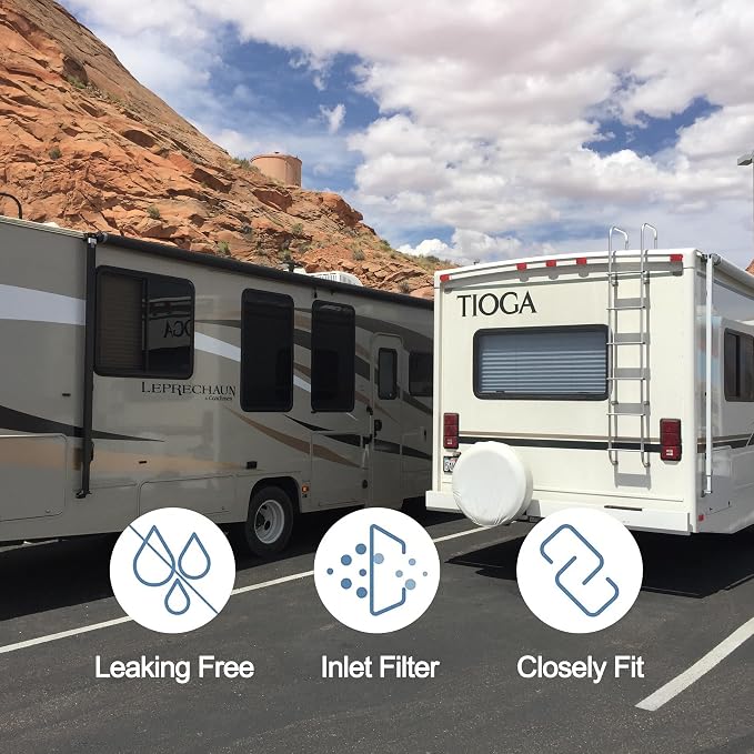 RV City Water Inlet With Check Valve Flange Hose Connector Connection Fill