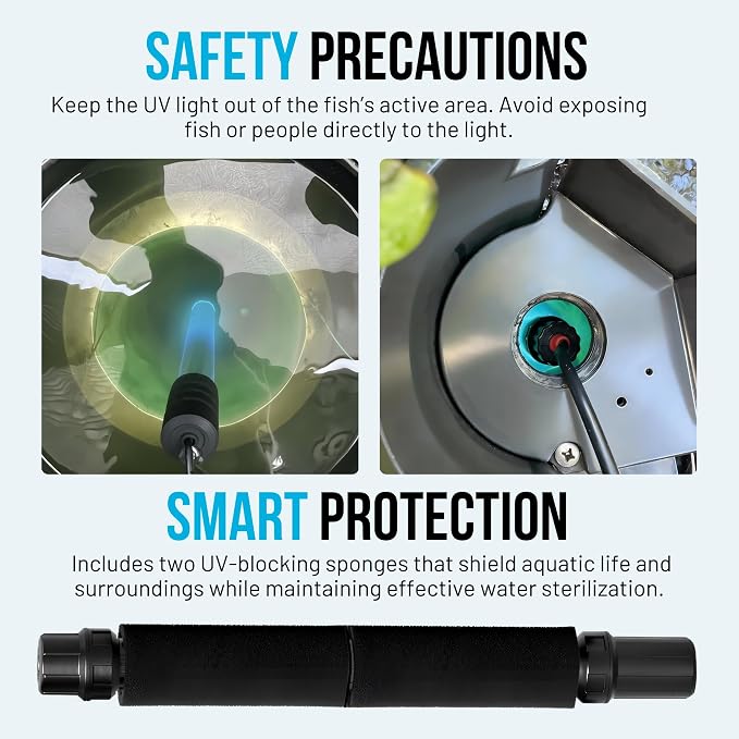 40W UV Water Clarifier with 17ft Cable for 300-3000 Gallon Aquariums, Ponds & Pools - Professional UV Clarifier for Green Water Control in Koi Ponds, Fish Tanks, Spas & Cold Plunge