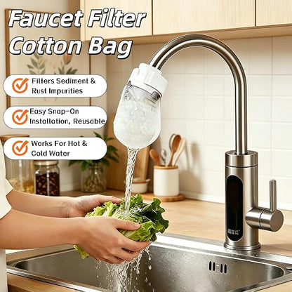100Pcs Faucet Filter Cotton Bag, 2026 New Faucet Filter Bag for Filtering tap Water, Universal Faucet Filter Bags for Kitchen Sink, Bathroom Taps, Tap Water Purification Accessory