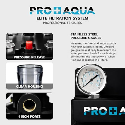 PRO+AQUA PRO-E-S25E Elite Whole House Well Water Filtration System with 25,000 Grain Water Softener Combo