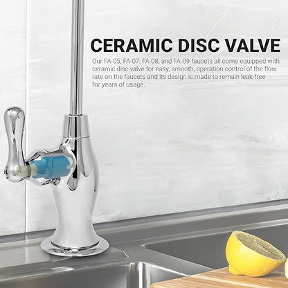 Metpure Airgap RO Faucet with 3-Connection Ports. NSF Certified Reverse Osmosis Drinking Water Filtration System Water Dispenser (Chrome) with Pre-Inserted Tubing and Install Tool. Vase Style.