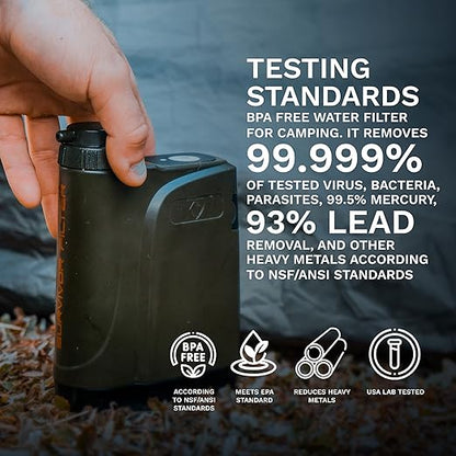 Survivor Filter PRO X - Electric Portable Camping Water Filter - Filters Bacteria, Parasite, Viral