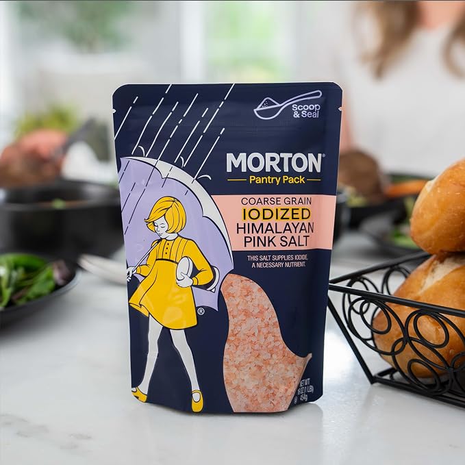 Morton Iodized Himalayan Pink Coarse Salt 1lb., Resealable Pouch
