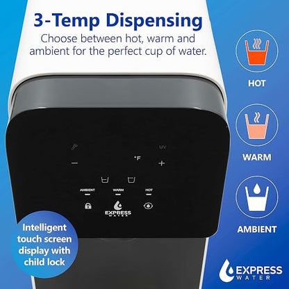 Express Water ROC001 UV Countertop Water Filter System – Hot, Room, Ambient Reverse Osmosis – 5 Stage RO Water Filter System with UV Water Purifier – No Installation Required