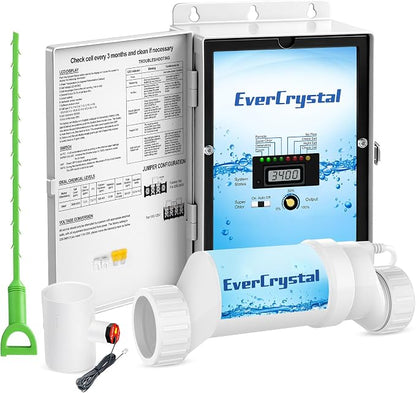 Smart Salt Water Pool Chlorinator System for In-Ground Pools Up to 25,000 Gallons, Digital Salt Display, Salt Chlorine Generator with Self-Cleaning, 1 Year Warranty, White