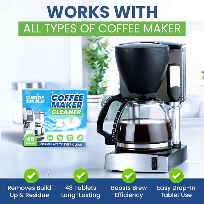 Coffee Maker Cleaner & Descaler Tablets for Pot & Machine, 48 Ct