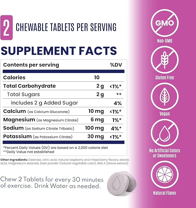 SaltStick Electrolyte FastChews - 120 Mixed Berry Resealable Chewable Electrolyte Tablets for Hydration, Salt Tablets for Running - 120 Tablets
