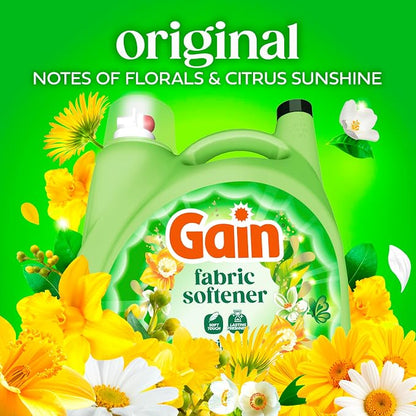 Gain, Liquid Laundry Fabric Softener, Laundry Conditioner, Long Lasting Scent, Softens, Freshness, Helps with Static & Wrinkles, Original Scent, 140 fl oz (Packaging May Vary)