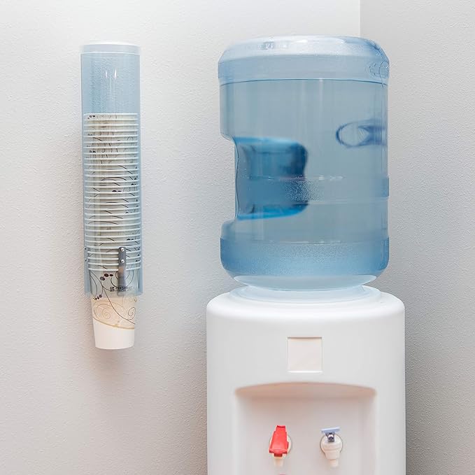 San Jamar Large Pull-Type Cup Dispenser 6-12 Oz. Flat Cups, 4.5 - 7 Oz Cone Cupz with Flip Cap for Restaurants, Home, and Office, Plastic, 16 Inches, Arctic Blue