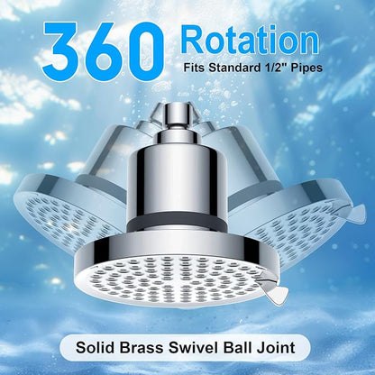 Filtered Shower Head with Filters: Hard Water Softener for Hair Loss & Dry Scalp - High Pressure 6" Rain Showerhead Removes Chlorine for Wellness Women