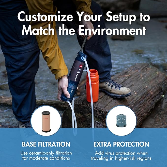Katadyn Explorer Pro Outdoor Water Purifier 3-Stage Pump Filter | Virus Membrane Ceramic Carbon | Backpacking Expedition Travel Survival | Swiss Made 20K L Capacity