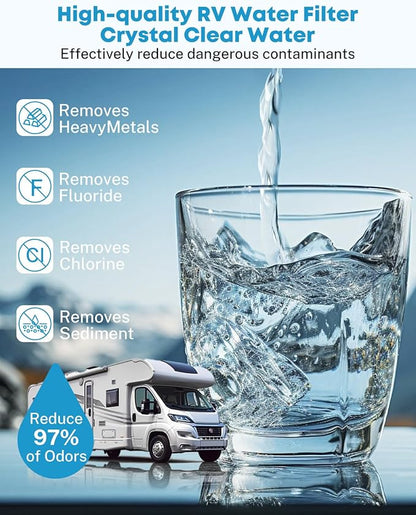 Kohree RV Water Filter, NSF Certified, Inline Water Filter Reduces Chlorine, Bad Taste, Odor, RV Accessories Ideal for Campers, Marine, Garden Hose, Boats, Trailer Motorhome, 2 Pack