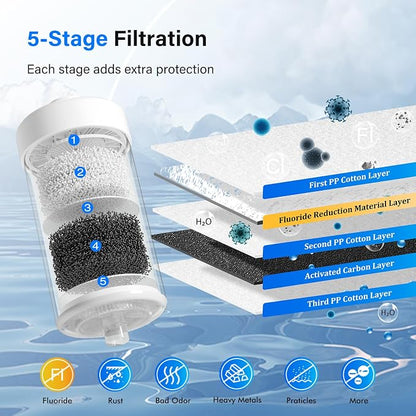 Purewell FL-2 5-Stage Fluoride Purification Elements, Replacement for Berlkey® PF-2® Fluoride Filters, Berlkey® and Purewell Gravity Filtration System,Natural filter material (White, 4 Pack, K Series)