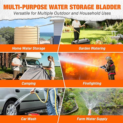 Yesker Portable Water Storage Bladder 30 Gallon – Heavy-Duty 1000D PVC Foldable Water Bladder Tank with 3/4" PVC Spigot for Garden, Camping & Car Use