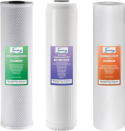 iSpring 3-Stage Whole House Water Filter System Bundle with WGB32B-DS Model and Replacement Filter Pack for WGB32B-DS
