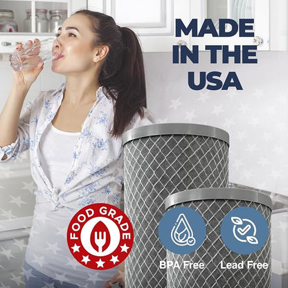 American Made, 5 Micron 2.5" x 10" Whole House CTO Carbon Sediment Water Filter Cartridge Compatible with DuPont WFPFC8002, WFPFC9001, WHCF-WHWC, FXWTC, C1, NCP-10 Made in USA, Pack of 4