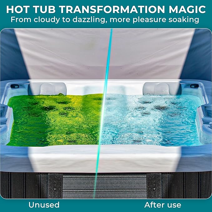 POOLACC Water Clarifier for Spa Hot Tub or Pool- Clears Cloudy Water, Improves Filter Efficiency, Keeps pH Balanced - Highly Concentrated Chemical Water Clarifier for All Spas, Hot Tubs & Pools -32 oz