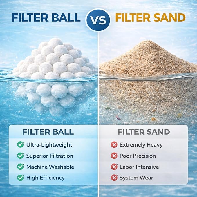 4 lbs Pool Filter Balls for Sand Filter, Efficient Lightweight Sand Replacement with Laundry Bag, Reusable Filter Media for Swimming Pool Pumps | Lightweight Sand Replacement with Laundry Bag for Swimming Pool Sand Filter Pumps