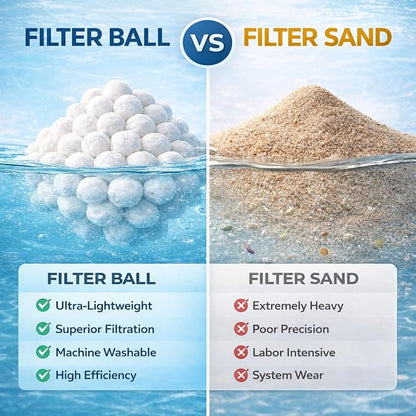 4 lbs Pool Filter Balls for Sand Filter, Efficient Lightweight Sand Replacement with Laundry Bag, Reusable Filter Media for Swimming Pool Pumps | Lightweight Sand Replacement with Laundry Bag for Swimming Pool Sand Filter Pumps