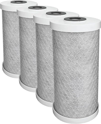 EcoPure EPW4C Carbon Block Whole Home Replacement Water Filter-Universal Fits Most Major Brand Systems, 1 Count (Pack of 4), Gray/White