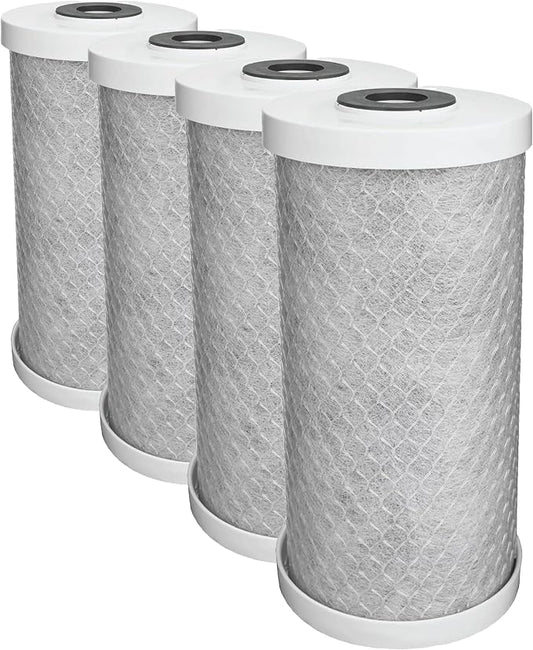 EcoPure EPW4C Carbon Block Whole Home Replacement Water Filter-Universal Fits Most Major Brand Systems, 1 Count (Pack of 4), Gray/White