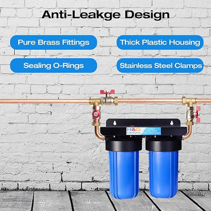 H&G Lifestyles Whole House Water Filter Iron for Well Water, 70,000 Gallons | Reduce Iron Fluoride Manganese,with GAC KDF Filters,Reduce Chlorine Odor Heavy Metal Lead,2 Stages Water Filtration System