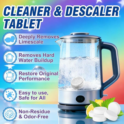 Kettle Descaler Tablets, 20 Pack Citric Acid Cleaner for Electric Kettles | Citric acid descaling tablets, limescale removal, hard water buildup, electric kettles, shower heads
