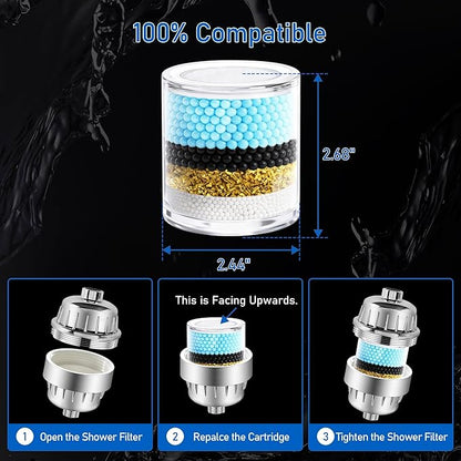 4 Pack Shower Filter Cartridges, Universal High Performance Efficient Replacement Cartridges, to 99% Remove Chlorine, Heavy Metals, etc, Widely Fit for Same Shape Shower Filter (4pcs)
