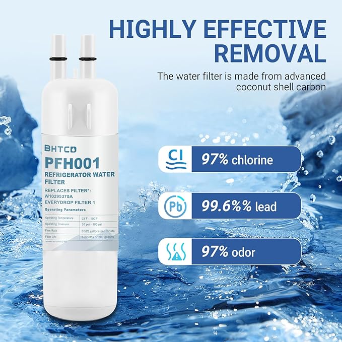 Water Filter Replacement for Whirlpool WRS325SDHZ WRS325FDAM WRS325FDAB | Compatible with WRS325SDHW WRS325SDHB WRS325FDAW WRS325SDHV, 4 pack replacement filters for Whirlpool refrigerators