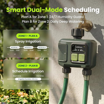 WiFi Water Timer Smart Irrigation Controller with Gateway | 984ft RF range, 8-month battery life, weather delay, OTA updates, AES-128 security, and supports up to 64 devices