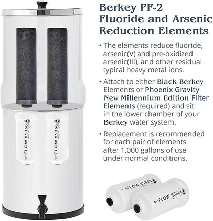Berkey Authentic Berkey PF-2 Fluoride and Arsenic Reduction Elements (Set of 2 Elements)
