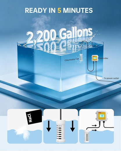 Salt Chlorine Generator, Westaho Hot Tub Salt Water Conversion Kit with USA Titanium Salt Cell, Designed for Hot Tubs & Swim Spas Up to 2200 Gallons, Chemical-Free