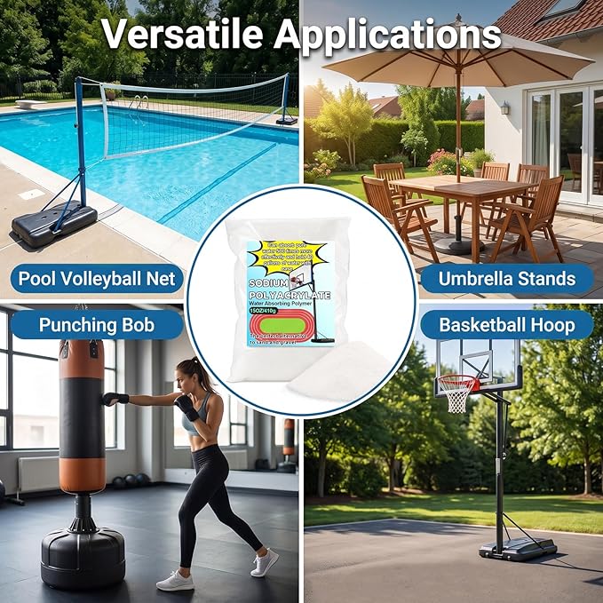 RAINFLOW 15OZ Water Absorbing Polymer - Sodium Polyacrylate Alternative to Sand for Basketball Hoop Bases,Sign,Soil Moist Water Crystals,Sand Bags for Umbrella Base Eco Gel for Camping Toilet
