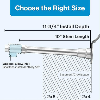 Aquor House Hydrant V1+ Frost Free Outdoor Faucet, Anti Siphon Valve with Quick Connect, Frost Proof Flush Wall Hose Bib, 10 inch Stem, 11-3/4 inch Install Depth, Slate Gray