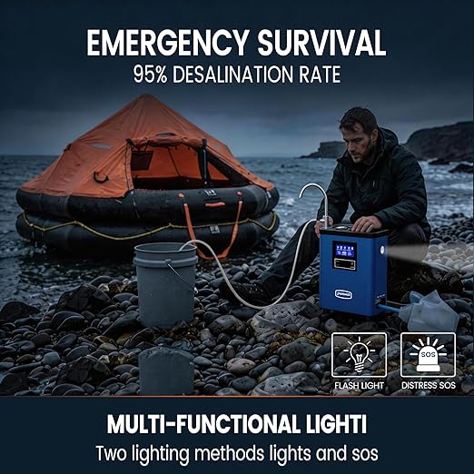 Purewell® K8680 RO Water Purifier System,10-Stage RV Portable Water Filtration Survival with UV,Desalination Rate Reaches 95%,Survival Gear Purification for Drinking,Team Camping，Travel(Blue)