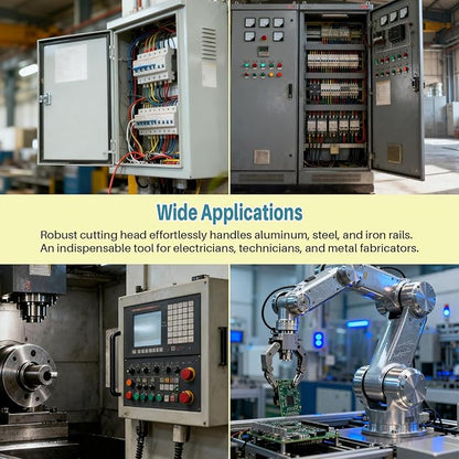 DIN Rail Cutter with Double Groove Dual-Scale Ruler, Precision Tool for Aluminum, Steel, Iron Rails
