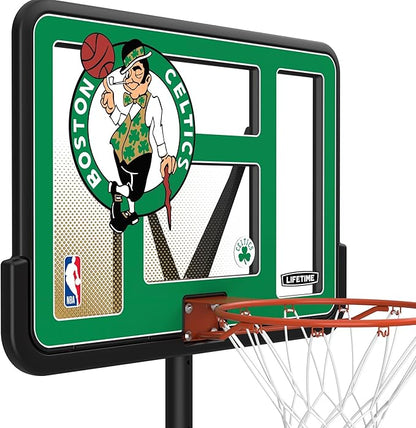Lifetime NBA Boston Celtics Portable Basketball Hoop, Adjustable Height 7.5-10 Ft, 44 Inch Shatterproof Fusion Backboard, Base with Wheels