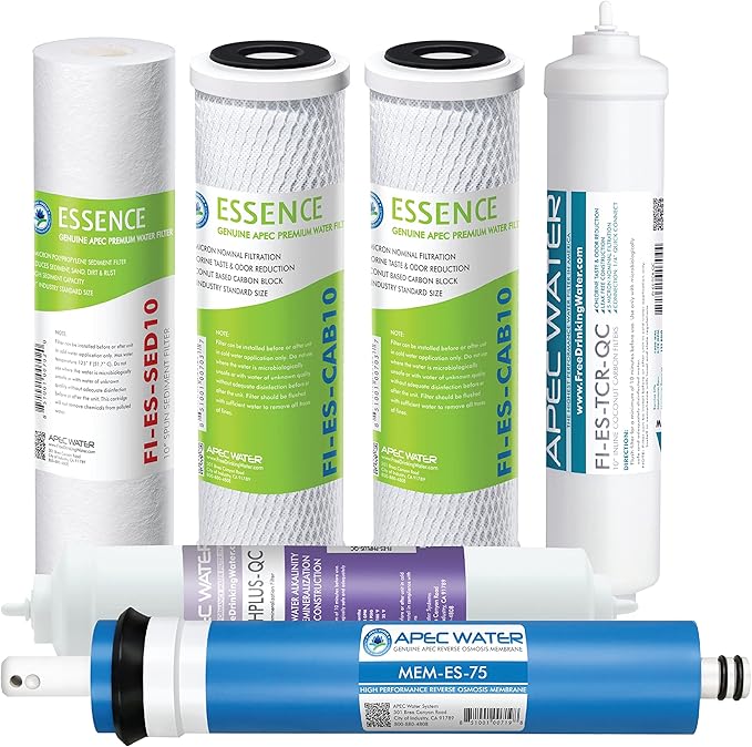 APEC Water Systems FILTER-MAX-ESPH 75 GPD Complete Replacement Filter Set for ESSENCE Series Alkaline Reverse Osmosis Water Filter System