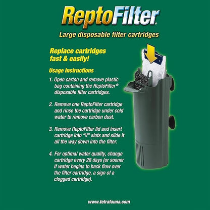 Tetra ReptoFilter Large Filter Cartridges for Terrariums, Fits TetraFauna ReptoFilter 50 gal, 3 Count (Pack of 2)