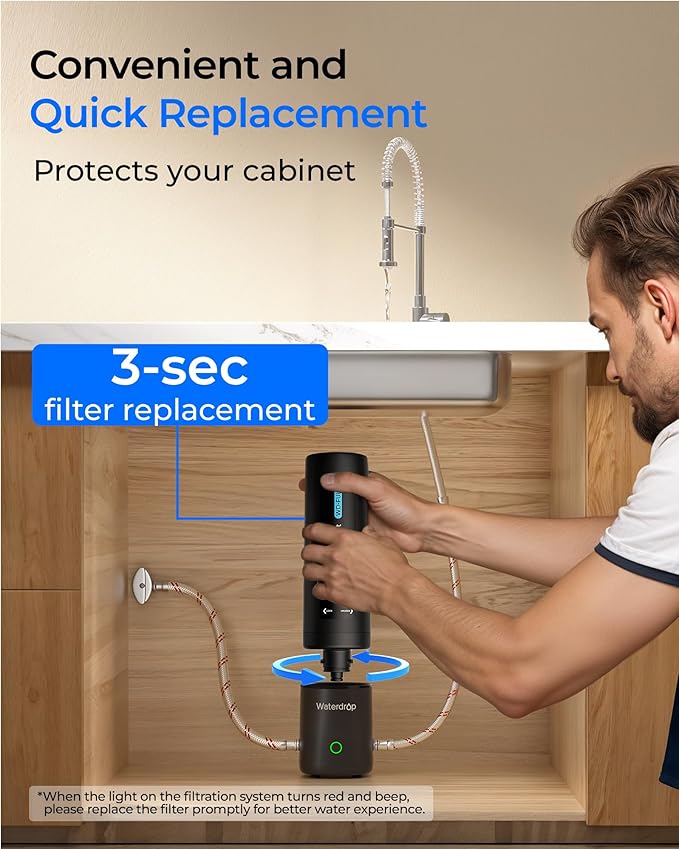 Waterdrop FUL12 Replacement for 10UA PRO/10UB PRO/UL12A/UL12B Under Sink Water Filter, Reduces PFAS, PFOA/PFOS, Lead, Chlorine, Bad Taste & Odor, 11000 Gallons (NOT Replacement for 10UA/10UB)