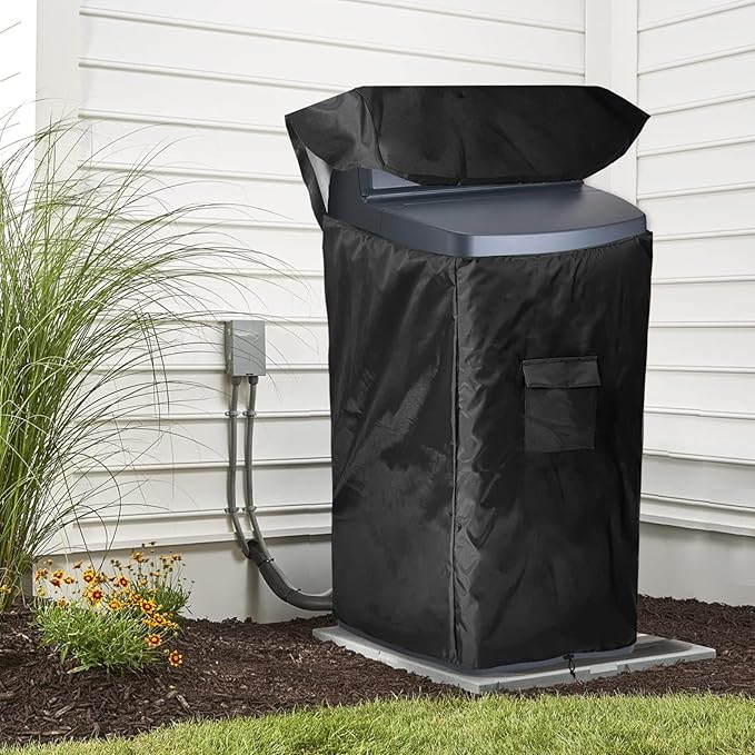 Bitubi Water Softener Cover for WHES30E/WHES40E Grain Water Softener System with Zipper Opening,Waterproof Anti-UV Indoor/Outdoor All Weather Protection 19.5"W x 20.5" D x 47" H, Black